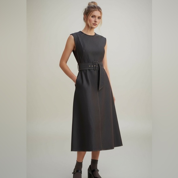 Calvin Klein Dresses & Skirts - Calvin Klein Elegant blue Jean Midi A line dress old money exposed back zipper